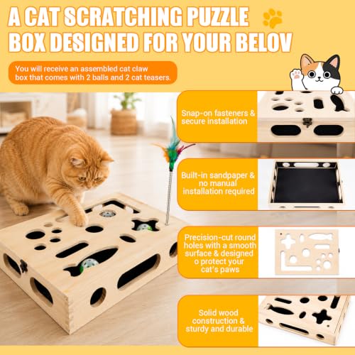 Large wooden cat nail file and enrichment box