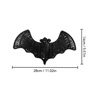 Handwoven Black Bat Rattan Halloween Wall Decor