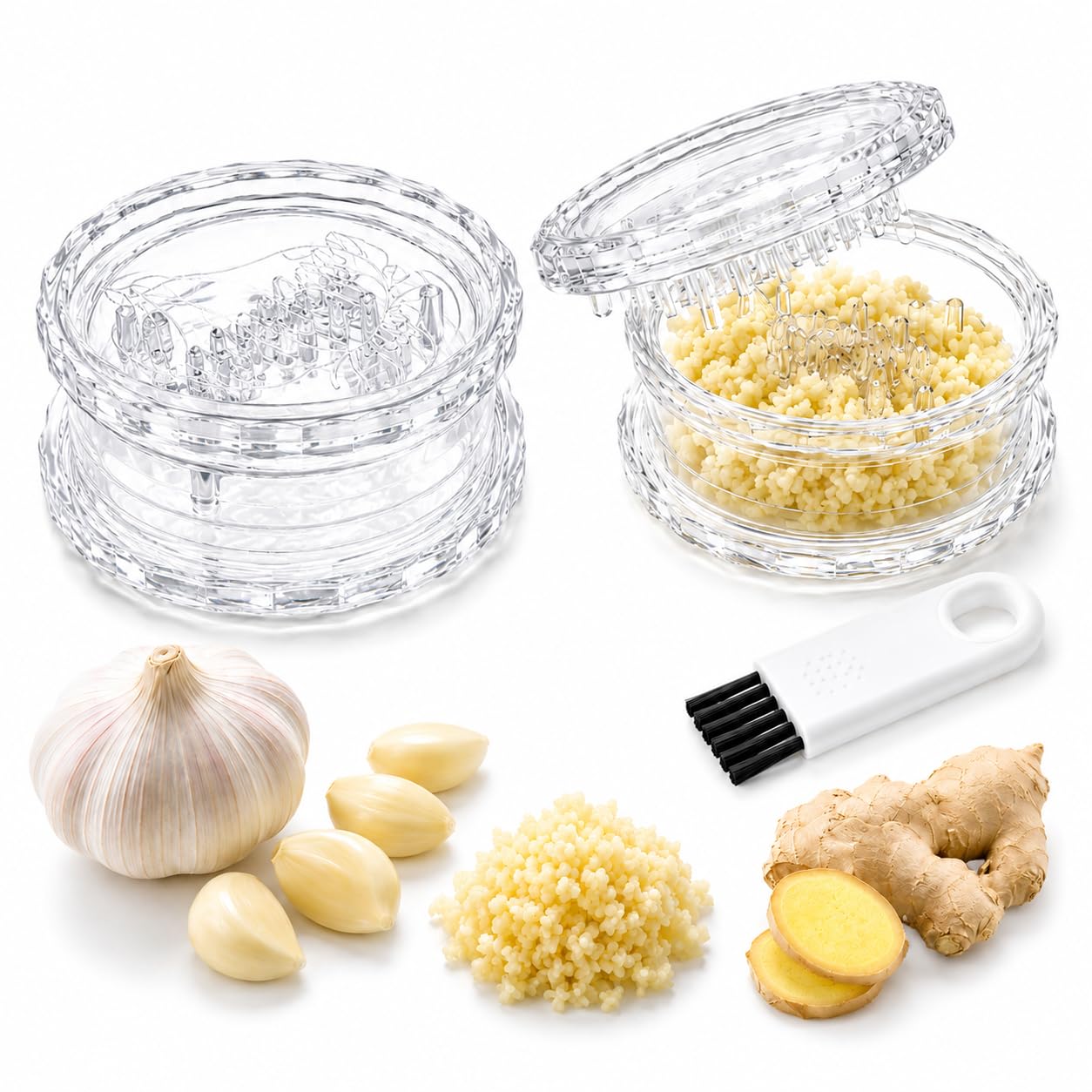 Clear manual garlic twister and ginger mincer