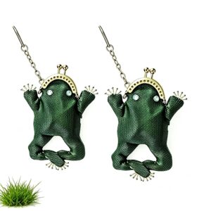 Beaded frog kiss-lock coin purse keychain