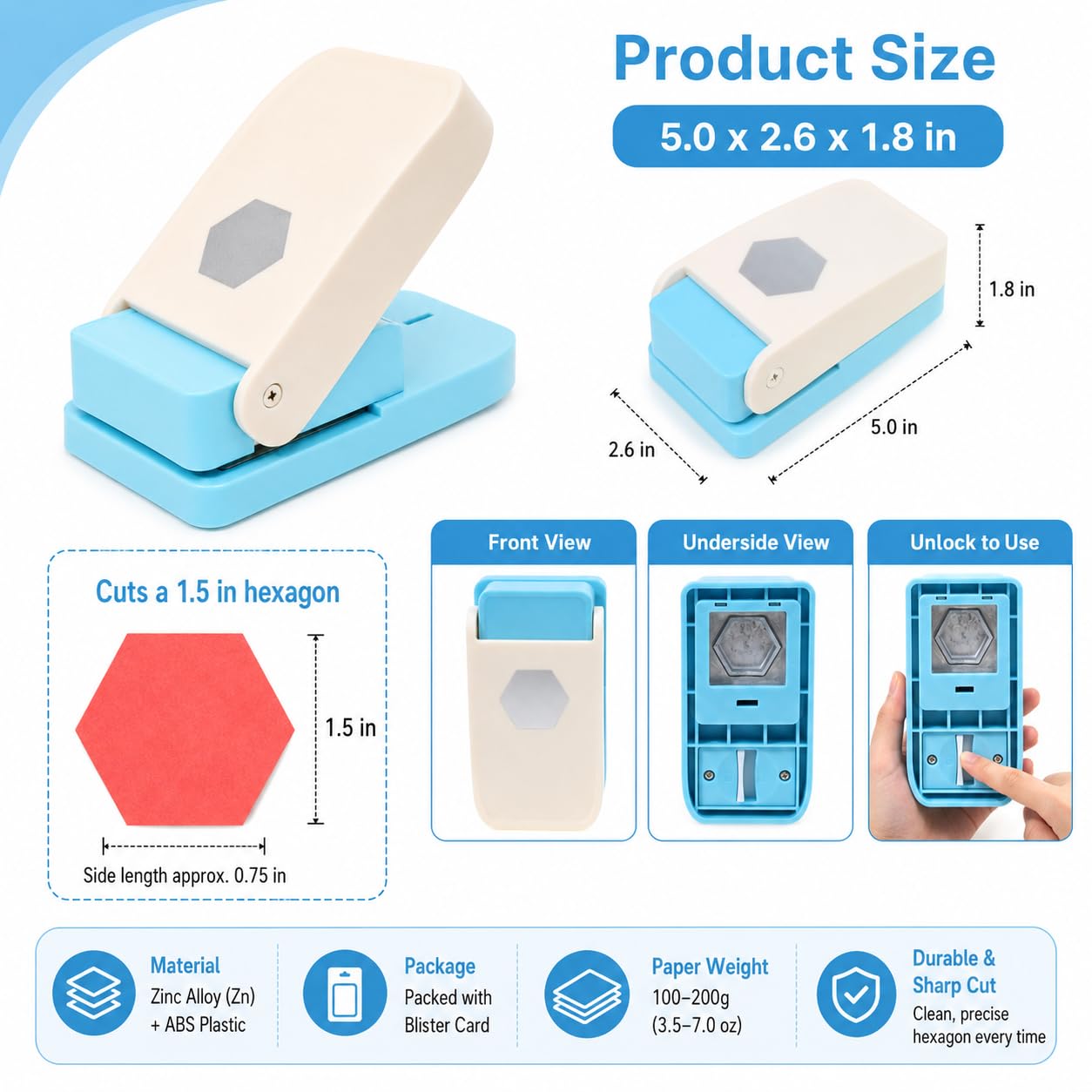 1.5 Inch Hexagon Paper Punch for Scrapbooking image 2