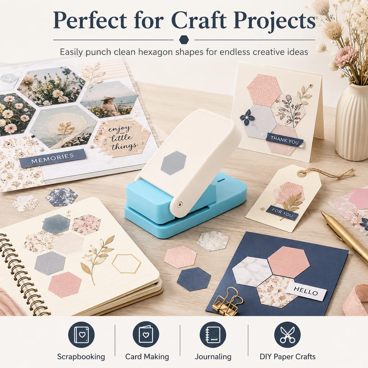 1.5 Inch Hexagon Paper Punch for Scrapbooking image 6
