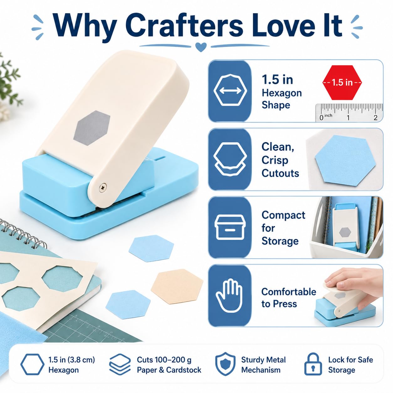 1.5 Inch Hexagon Paper Punch for Scrapbooking image 7