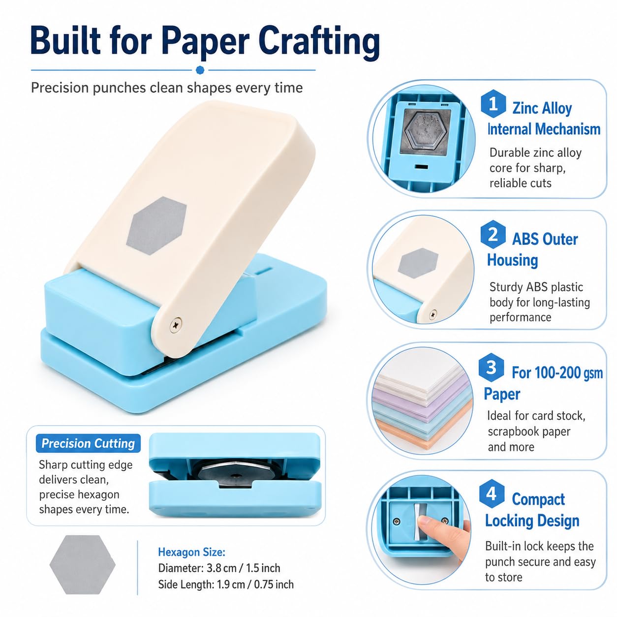 1.5 Inch Hexagon Paper Punch for Scrapbooking image 3
