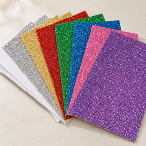 Illustrative selection of multicolor glitter cardstock sheets; actual colors available by F-code